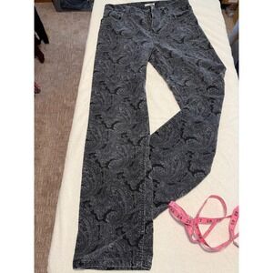 Jones New York Sport Washed Black Paisley Printed Straight Leg Jeans Size 6